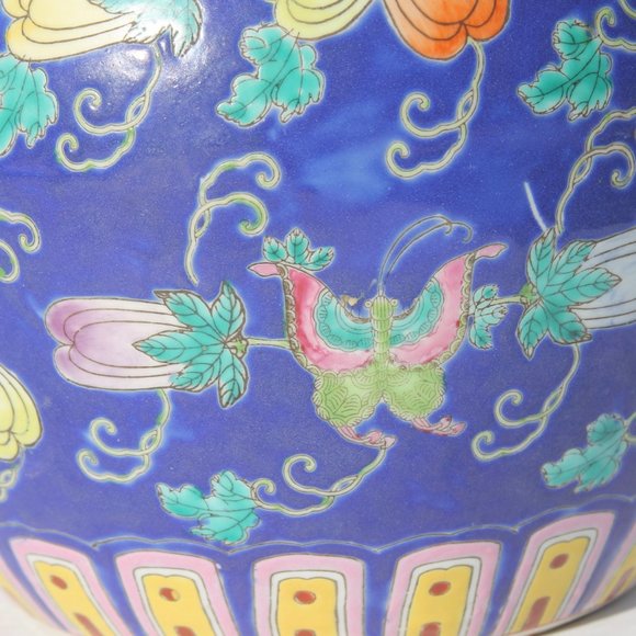 Cobalt Blue Ginger Jar, Melons & Butterflies, Mid 20th C, Excellent Condition! - Picture 7 of 7